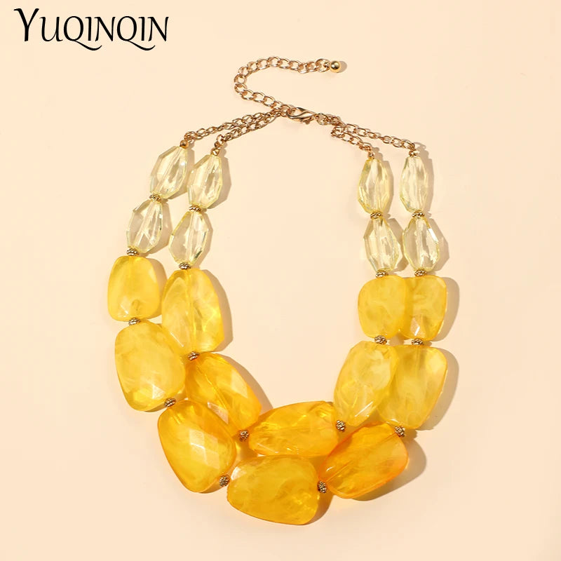 Beaded Choker Necklaces Women's Jewelry Short Colorful Beads Pendant