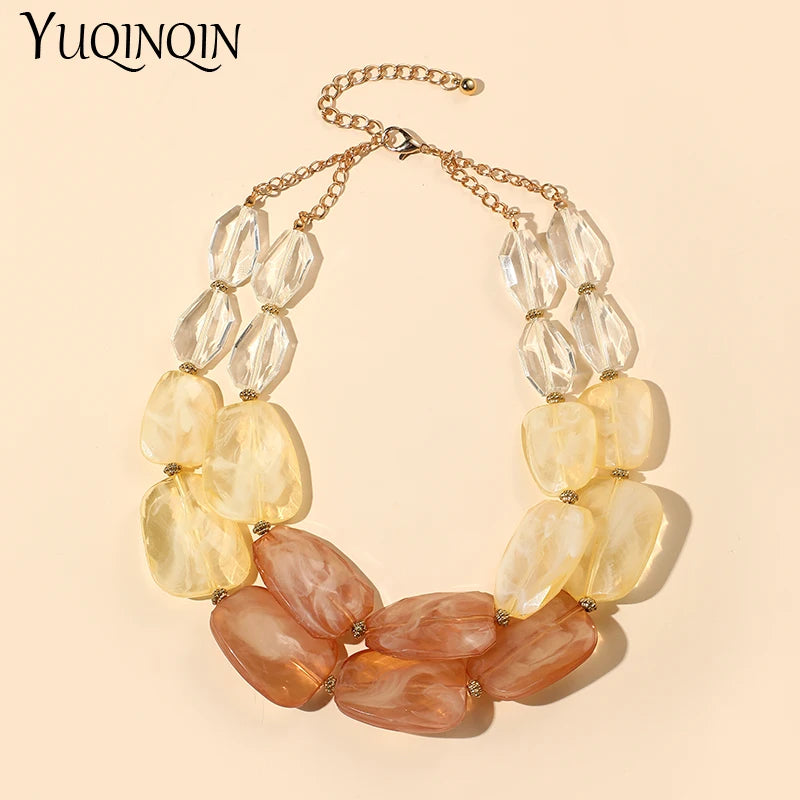Beaded Choker Necklaces Women's Jewelry Short Colorful Beads Pendant