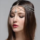 Retro Rhinestone Hair Chain Water Drop Forehead Chain Hair Accessories