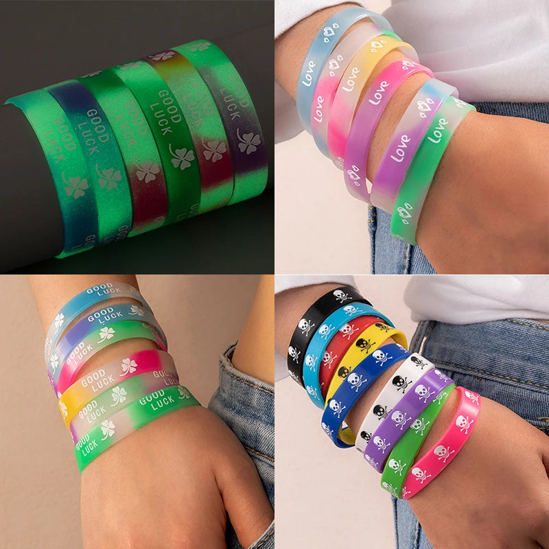 Multicolor Pirate Skull Bracelet Girls Sports Silicone Bracelet