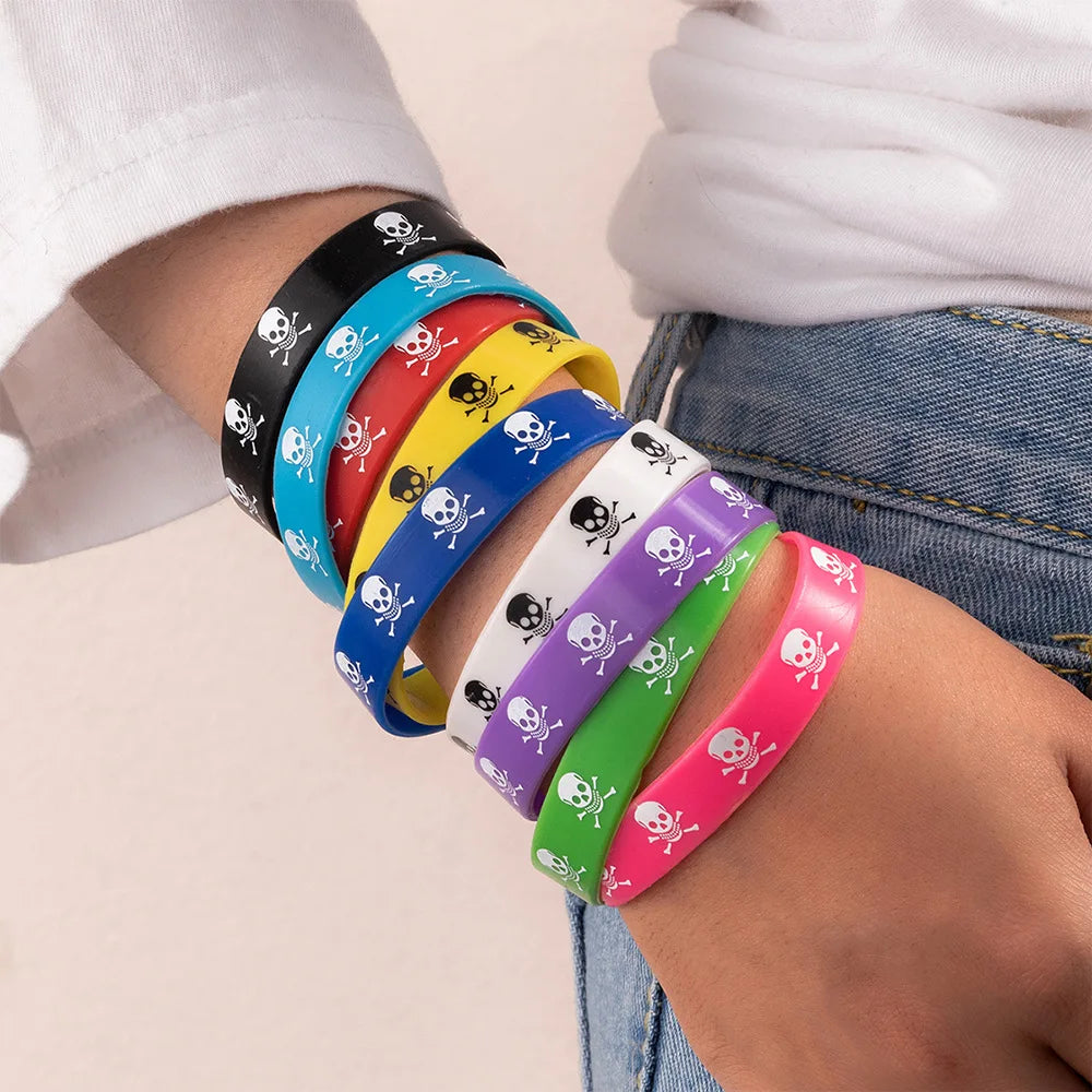 Multicolor Pirate Skull Bracelet Girls Sports Silicone Bracelet
