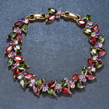 Multicolor Zircon Charm Bracelet Bridal Wedding Jewelry