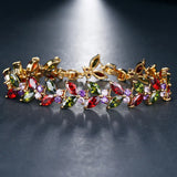 Multicolor Zircon Charm Bracelet Bridal Wedding Jewelry