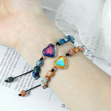 Multicolor Emperor Stone Heart Charm Bracelet Adjustable Jewelry