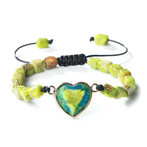 Multicolor Emperor Stone Heart Charm Bracelet Adjustable Jewelry