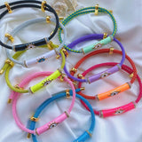 Multicolor Evil Eye Charm Bangle, Colorful Enamel Bracelet