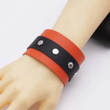 Multicolor Leather Bracelet Wide Charm Bracelets Punk Female Jewelry