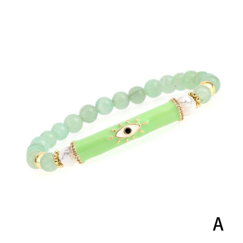 Multicolor Stone Evil Eye Charms Bracelet