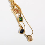 Multicolor Zircon Pendant Necklace Stainless Steel Plated Jewelry