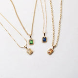 Multicolor Zircon Pendant Necklace Stainless Steel Plated Jewelry