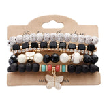 Multicolors Beads Bracelets Set with Butterfly Pendent Charm