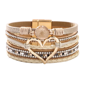 Heart Rhinestone Magnetic Bracelet for Women