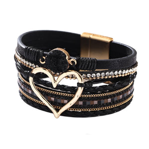 Heart Rhinestone Magnetic Bracelet for Women