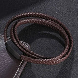 Multilayer Braided Rope Leather Wrap Bracelets Stainless Steel Clasp