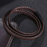 Multilayer Braided Rope Leather Wrap Bracelets Stainless Steel Clasp