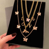 Butterfly Gun LOVE Choker Necklace Thick Chain Pendant Jewelry Gift