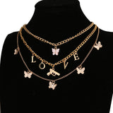 Butterfly Gun LOVE Choker Necklace Thick Chain Pendant Jewelry Gift
