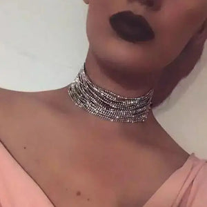 Crystal Choker Necklace Multilayer Chain Necklaces for Women