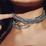 Crystal Choker Necklace Multilayer Chain Necklaces for Women