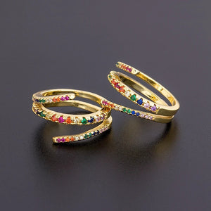 Adjustable Copper Zircon Wedding Rings Female Engagement Jewelry
