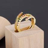 Adjustable Copper Zircon Wedding Rings Female Engagement Jewelry