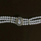 Multilayer Pearl Choker Crystal Rhinestones Bib Necklace