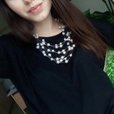 Multilayer Pearl Necklace Beaded Short Clavicle Chain Necklace