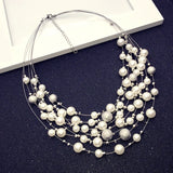 Multilayer Pearl Necklace Beaded Short Clavicle Chain Necklace