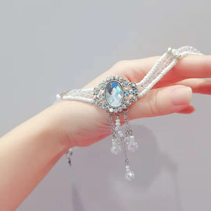 Multilayer Pearl Necklace Rhinestones Clavicle Chain Girls Neck Jewelry
