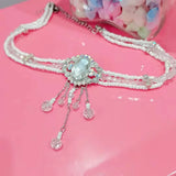 Multilayer Pearl Necklace Rhinestones Clavicle Chain Girls Neck Jewelry