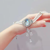 Multilayer Pearl Necklace Rhinestones Clavicle Chain Girls Neck Jewelry