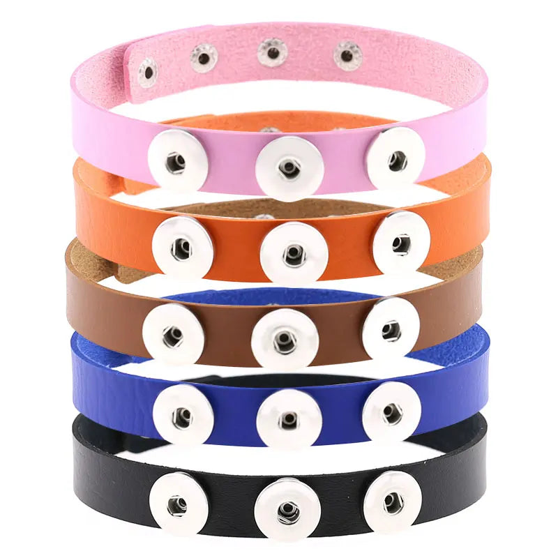 Multi-Color Punk Leather Collar Choker Necklace for Snap Jewelry