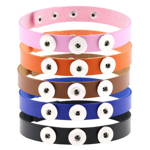 Multi-Color Punk Leather Collar Choker Necklace for Snap Jewelry