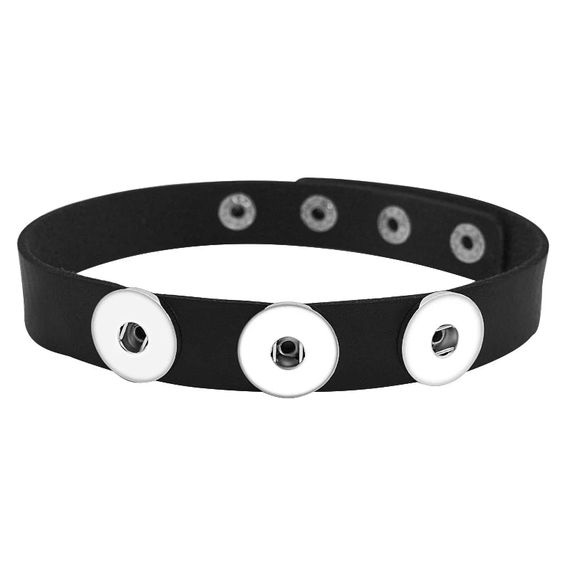 Multi-Color Punk Leather Collar Choker Necklace for Snap Jewelry