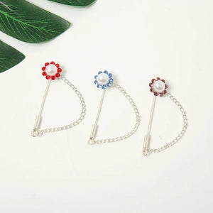 Hijab Pins Pearl Crystal Brooches Chain Floral Scarf Pin 12 Pcs/lot