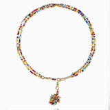 Long Pendant Necklace Witch Jewelry Rainbow Seed Beads