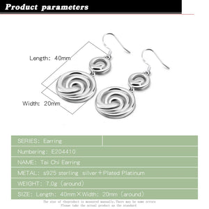925 Sterling Silver Tai Chi Drop Earrings for Women