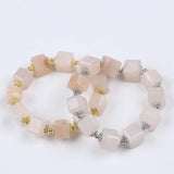 10mm Square Gemstone Beads Bracelet - Natural Stone Jewelry