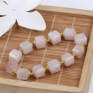 10mm Square Gemstone Beads Bracelet - Natural Stone Jewelry