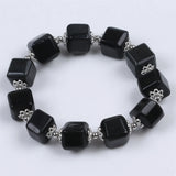 10mm Square Gemstone Beads Bracelet - Natural Stone Jewelry