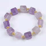 10mm Square Gemstone Beads Bracelet - Natural Stone Jewelry