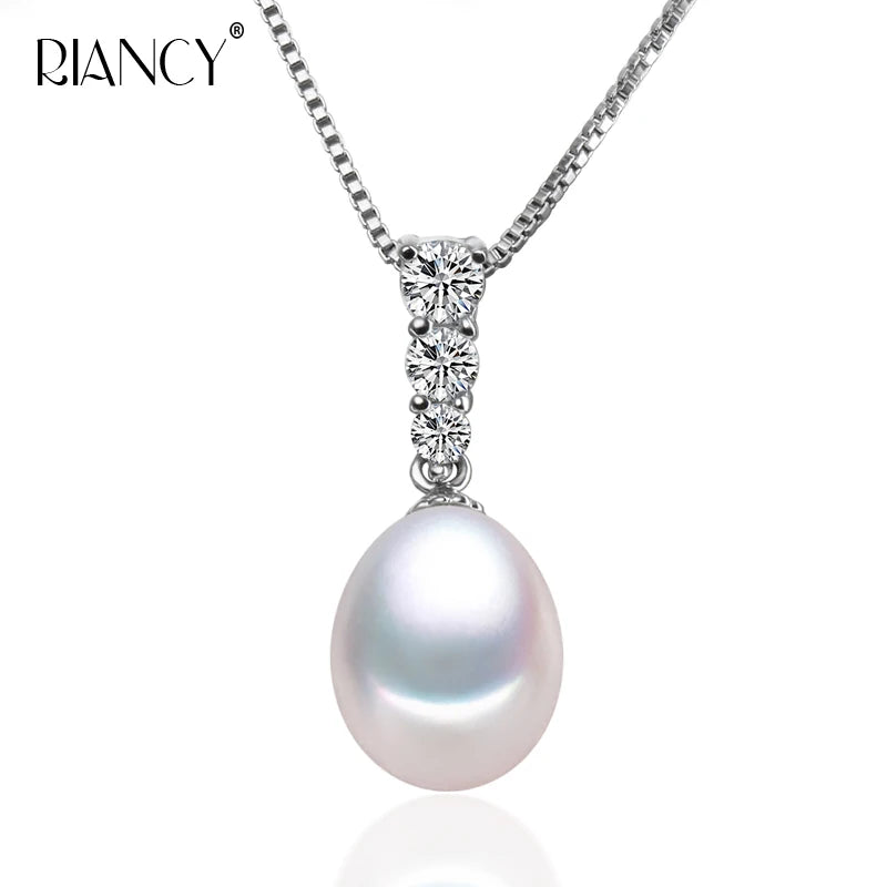 Natural Pearl Pendant Necklace 925 Sterling Silver Jewelry For Women