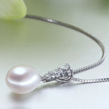 Natural Pearl Pendant Necklace 925 Sterling Silver Jewelry For Women