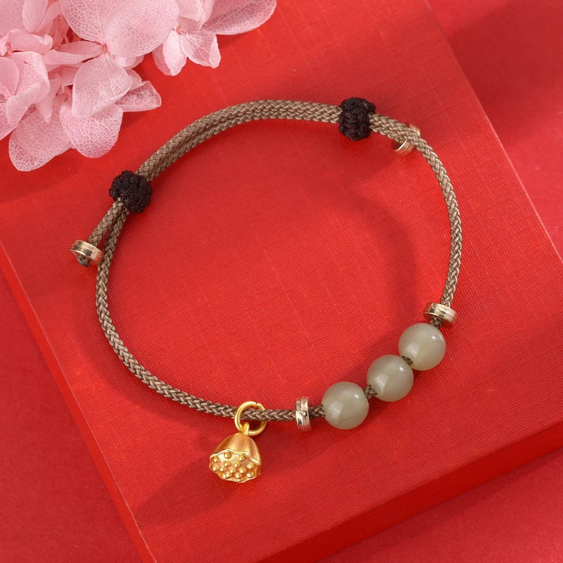 Chalcedony Chinese Character Blessing Charm Bracelets