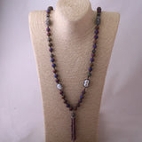 Druzy Beads Knotted Halsband Stone Crystal Tassel Necklace