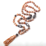 Druzy Beads Knotted Halsband Stone Crystal Tassel Necklace