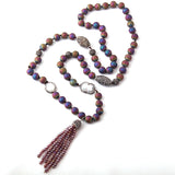 Druzy Beads Knotted Halsband Stone Crystal Tassel Necklace