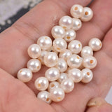 Natural Freshwater Round Pearl 4/6mm Large Hole Bead DIY Jewelry