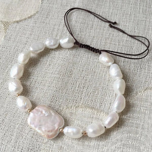 Freshwater Pearl Bracelet Baroque Charm Healing Strand Jewelry
