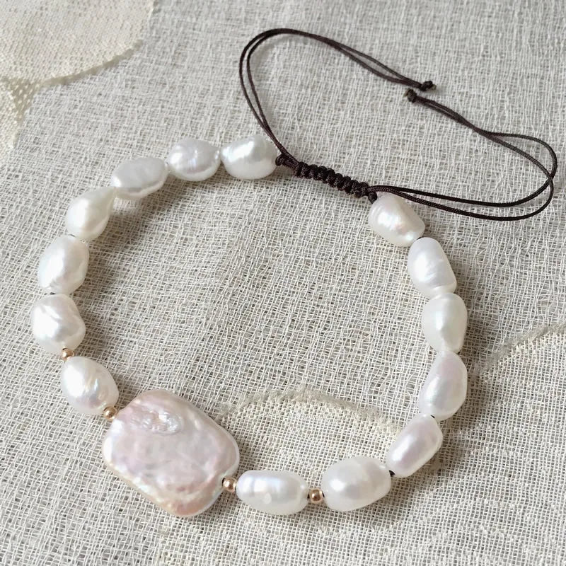 Freshwater Pearl Bracelet Baroque Charm Healing Strand Jewelry